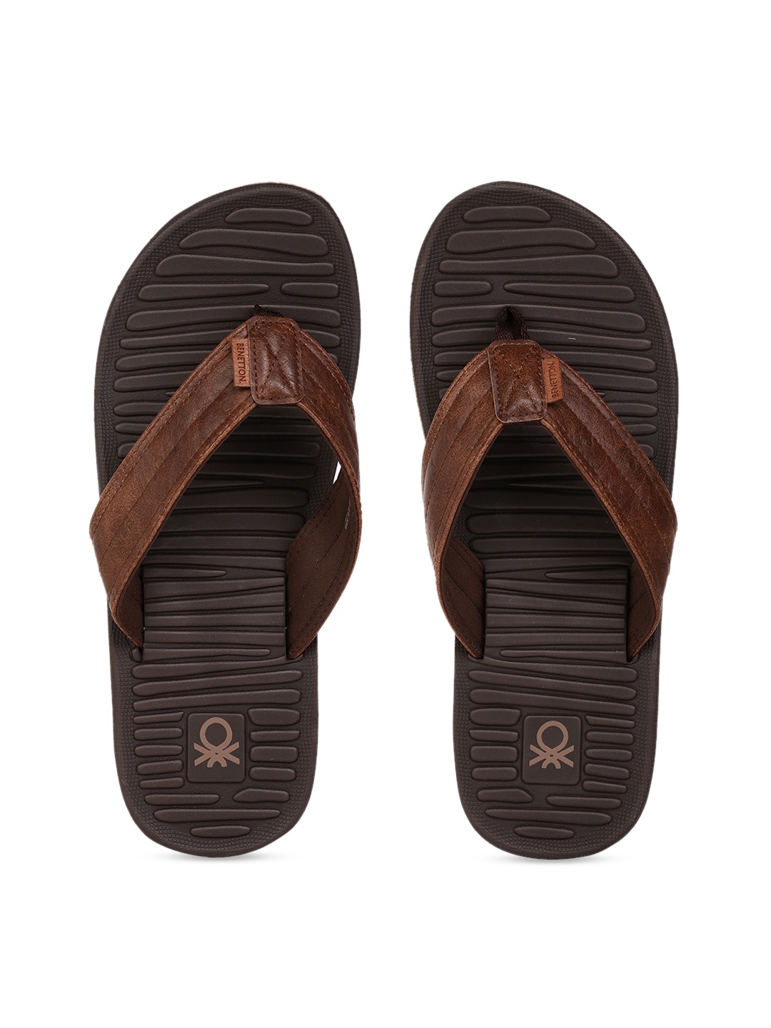 

United Colors of Benetton Men Brown Printed Thong Flip-Flops