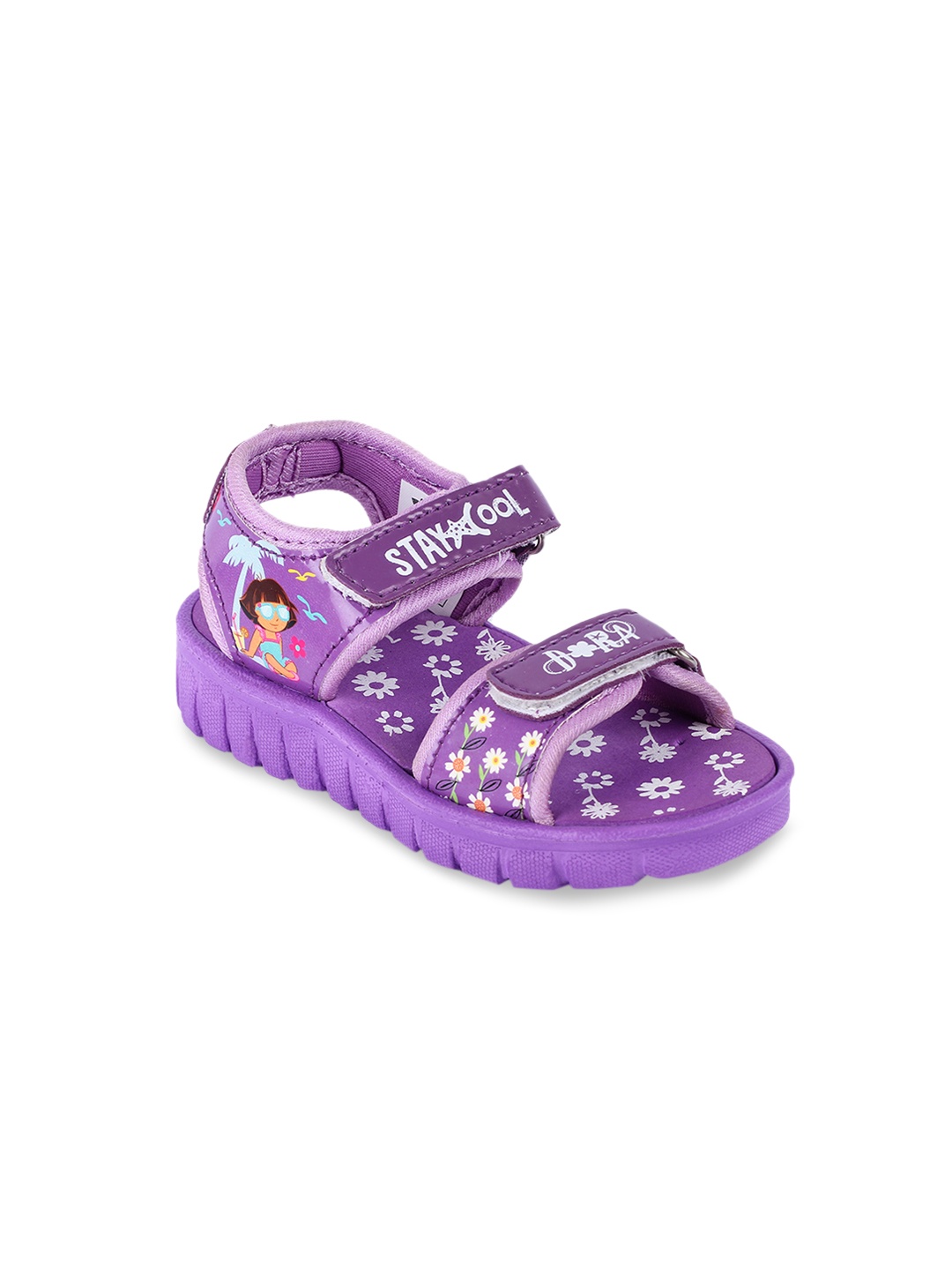 

toothless Girls Purple Dora Printed Open Toe Flats