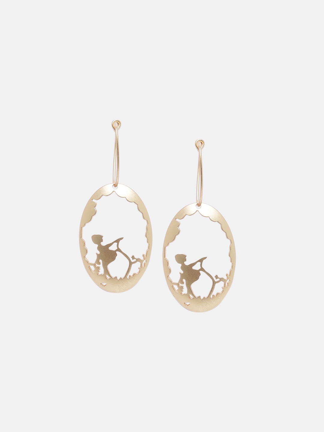 

Mali Fionna Gold-Toned Oval Drop Earrings