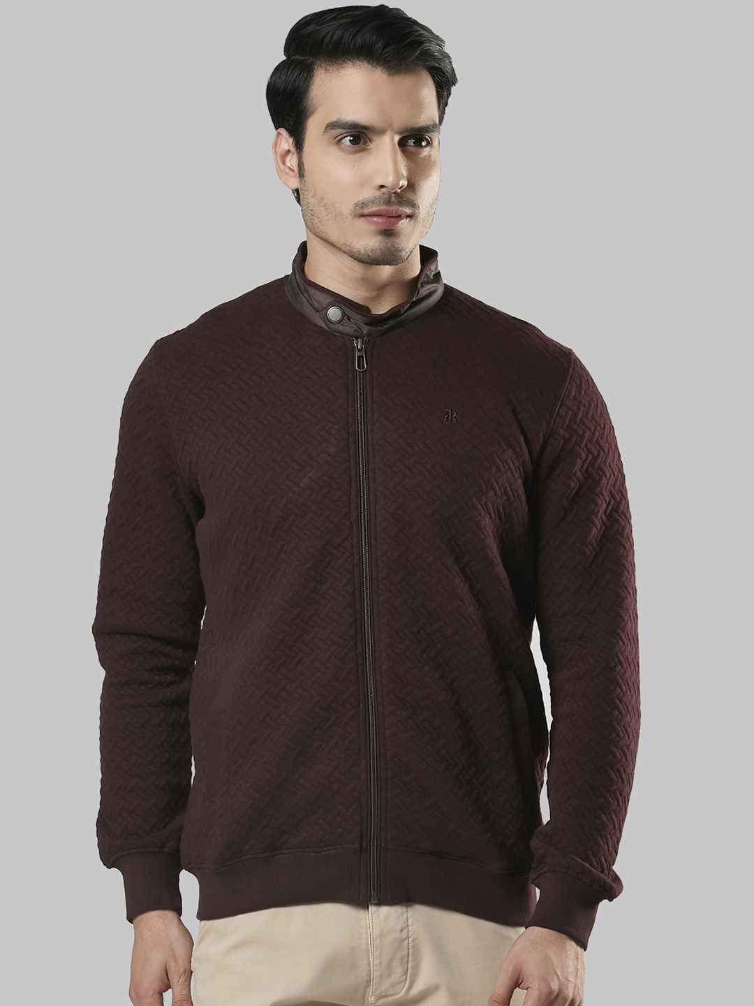 

Raymond Men Brown Self Design Sweatshirt