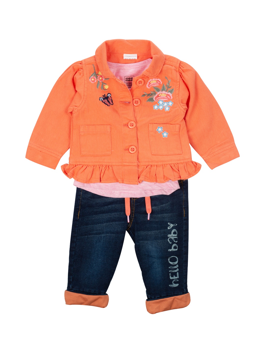 

MeeMee Girls Pink & Blue Printed Shirt with Pyjamas