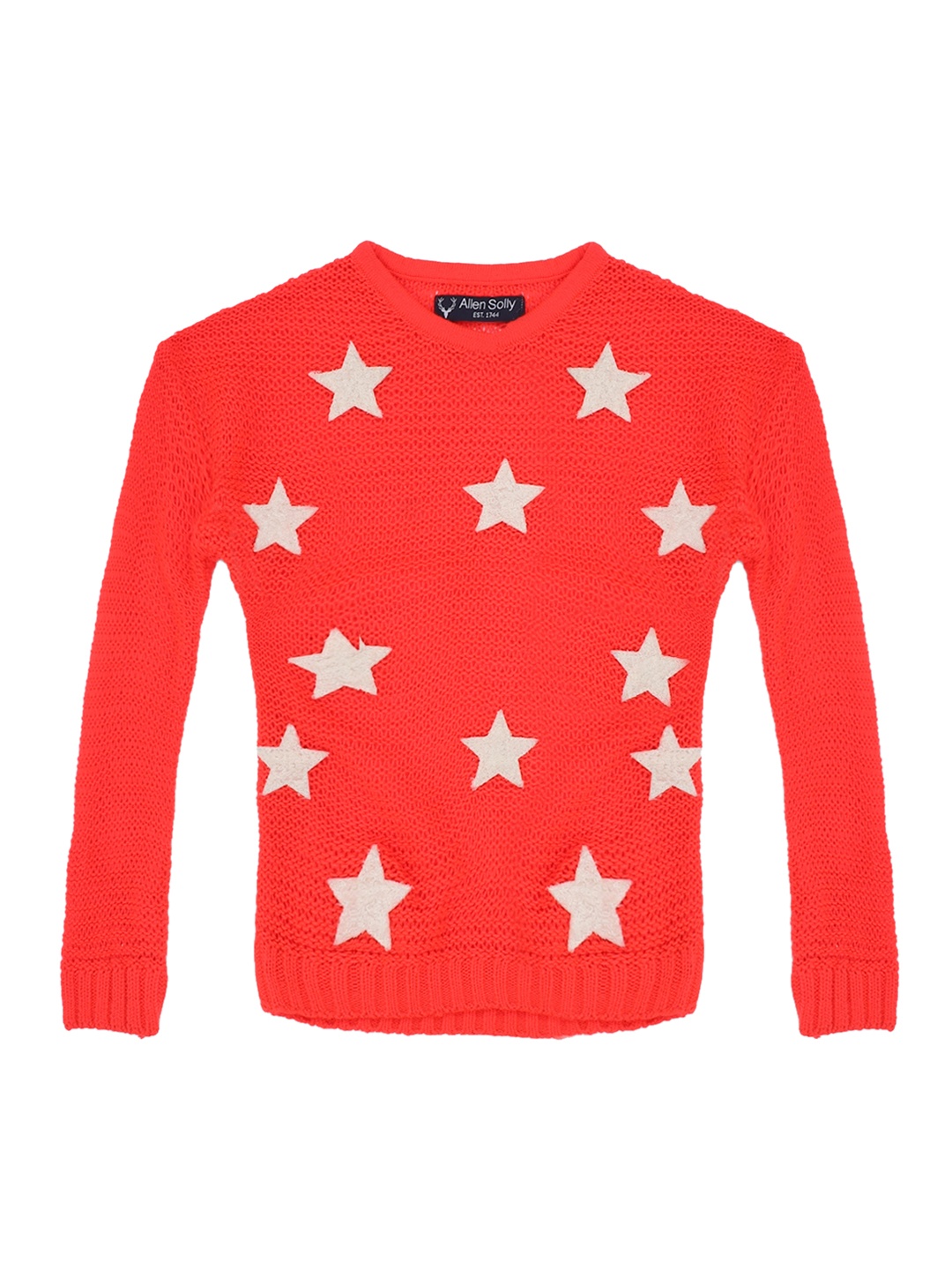 

Allen Solly Junior Girls Coral Red & White Printed Sweater