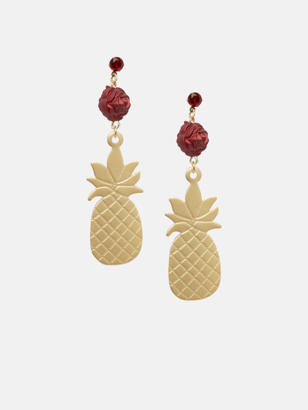 

Mali Fionna Gold-Toned & Red Quirky Drop Earrings
