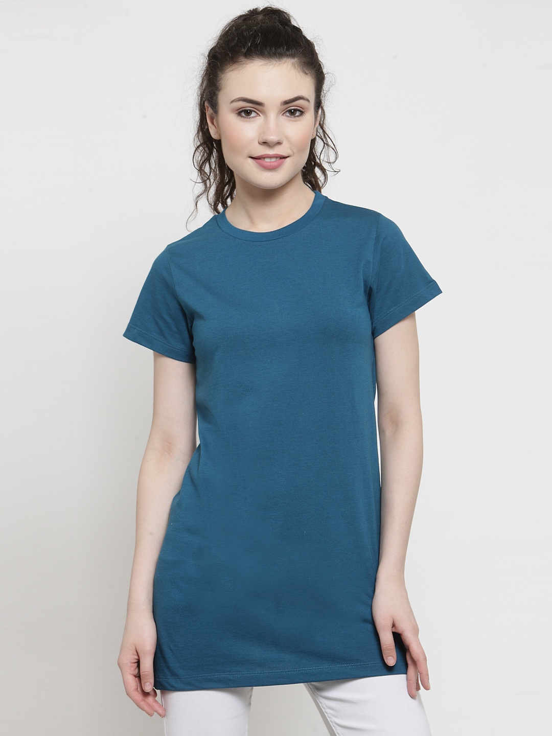 

Kalt Women Teal Blue Solid Tunic