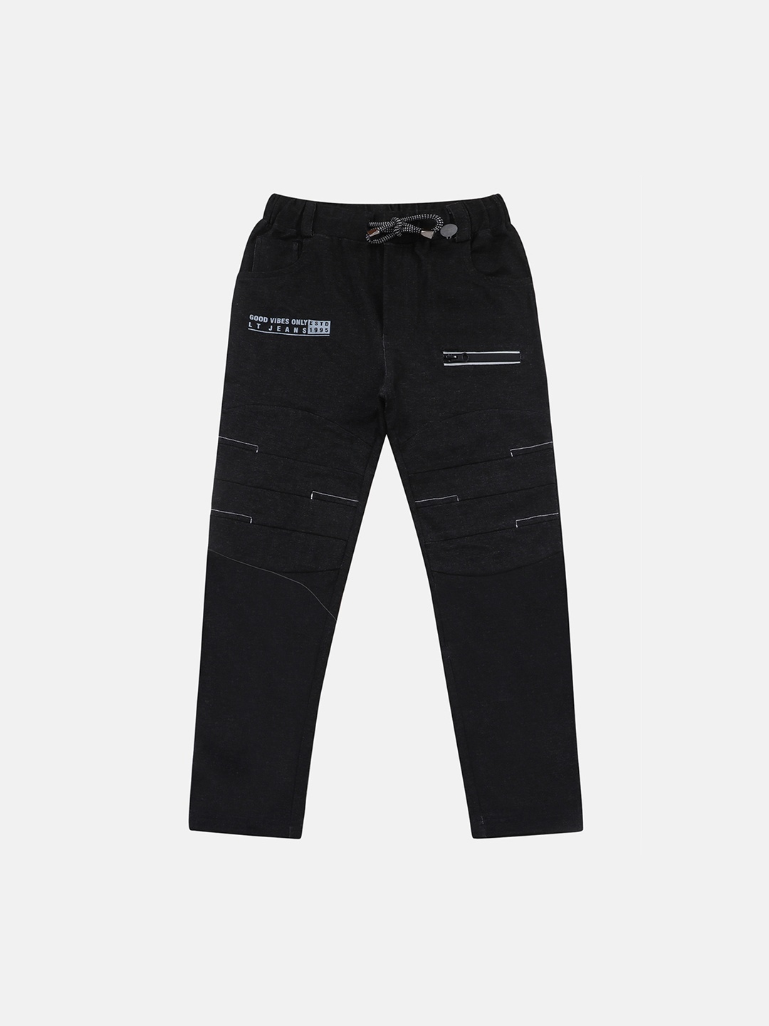 

Lil Tomatoes Boys Black Solid Track Pants