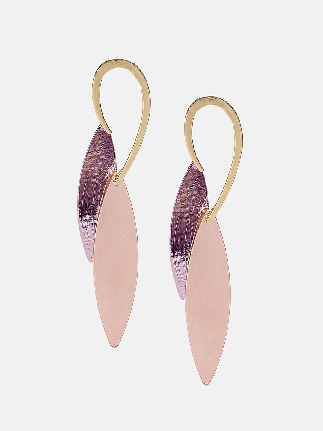 

Mali Fionna Peach-Coloured & Gold-Toned Quirky Drop Earrings