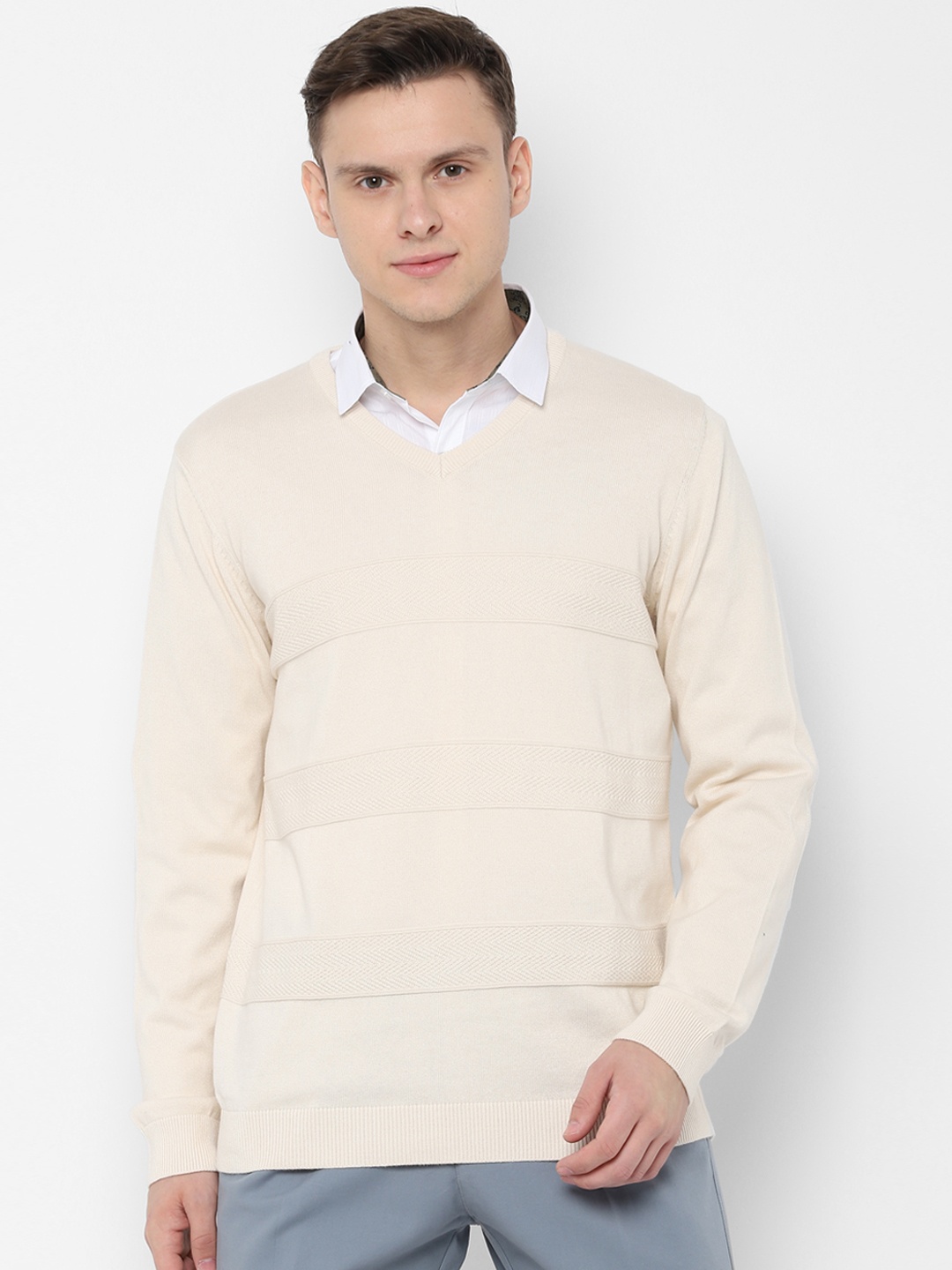 

Allen Solly Sport Men Cream-Coloured Solid Sweater