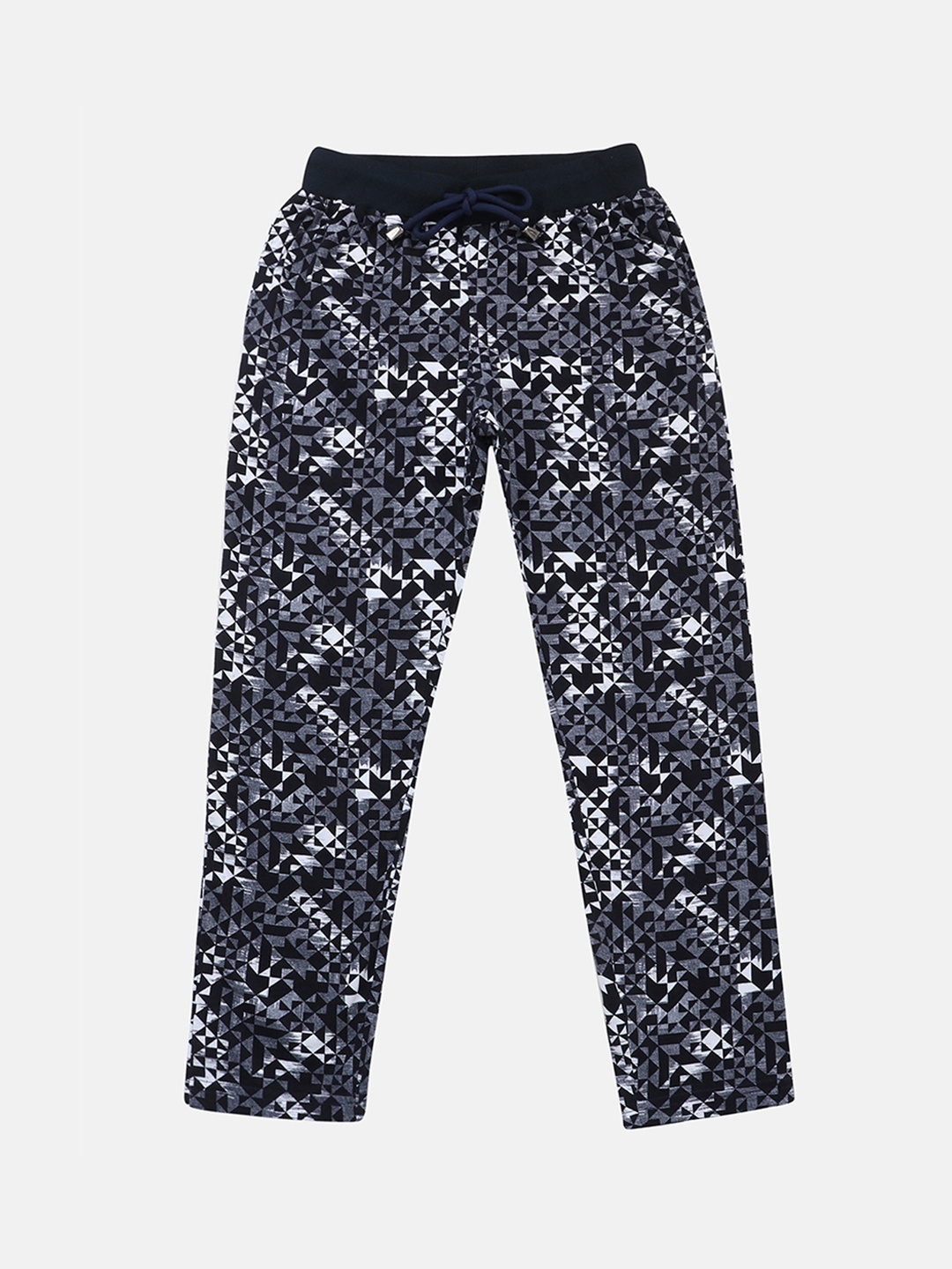 

Lil Tomatoes Boys Navy Blue & Grey Printed Track Pants