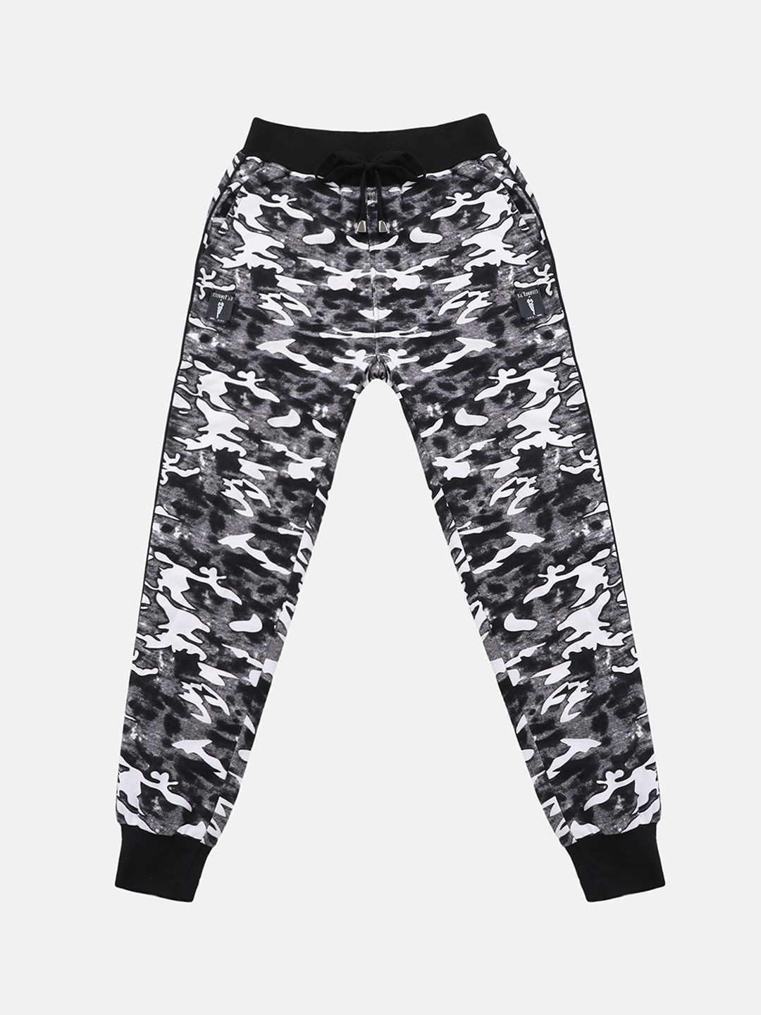 Lil Tomatoes Boys Grey & White Printed Joggers