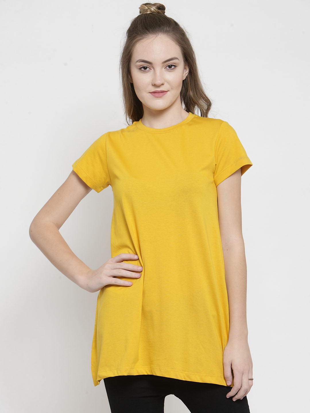 

Kalt Women Mustard Yellow Solid Tunic