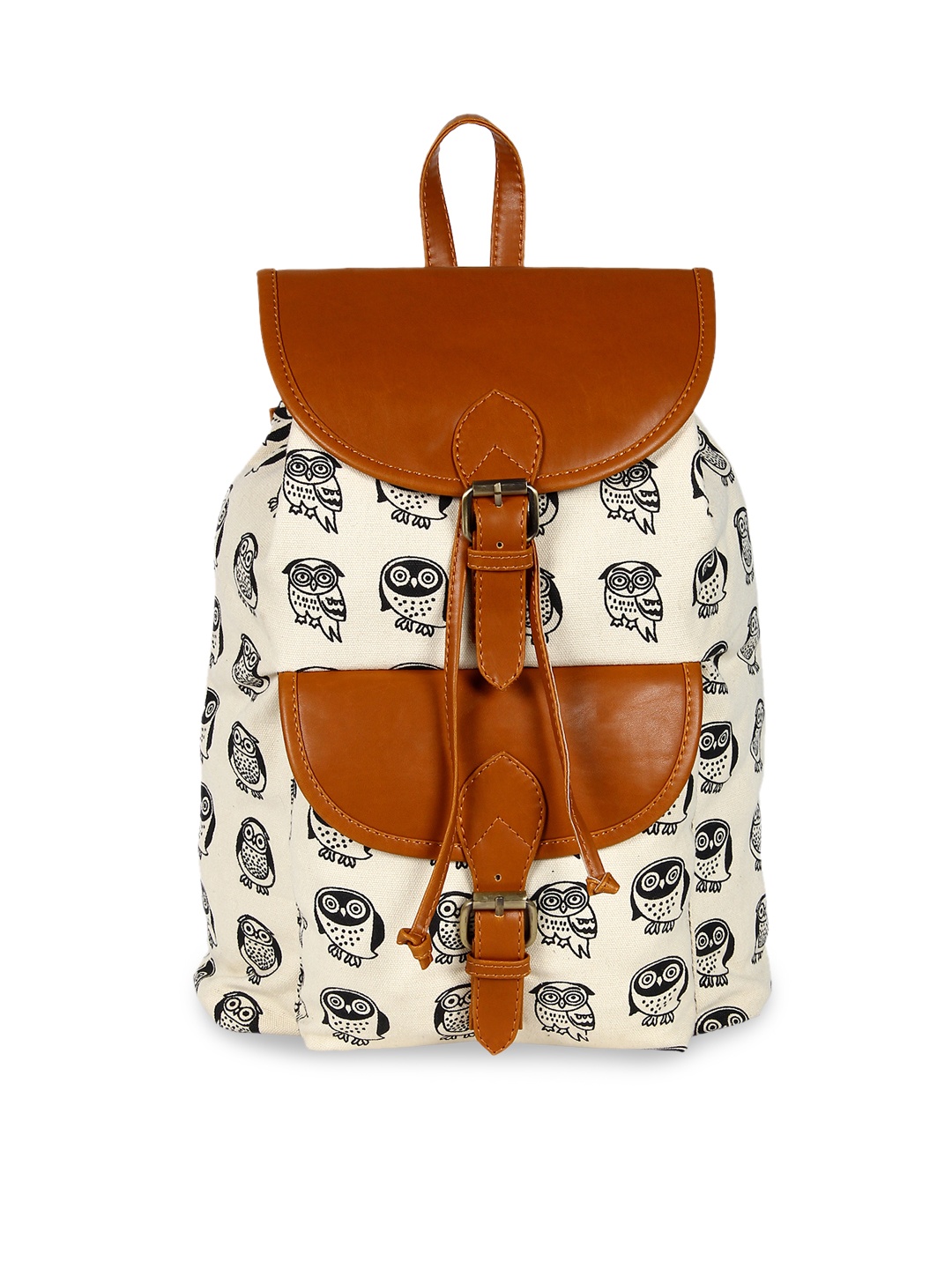 

Lychee bags Women Cream-Coloured & Tan Brown Printed Backpack