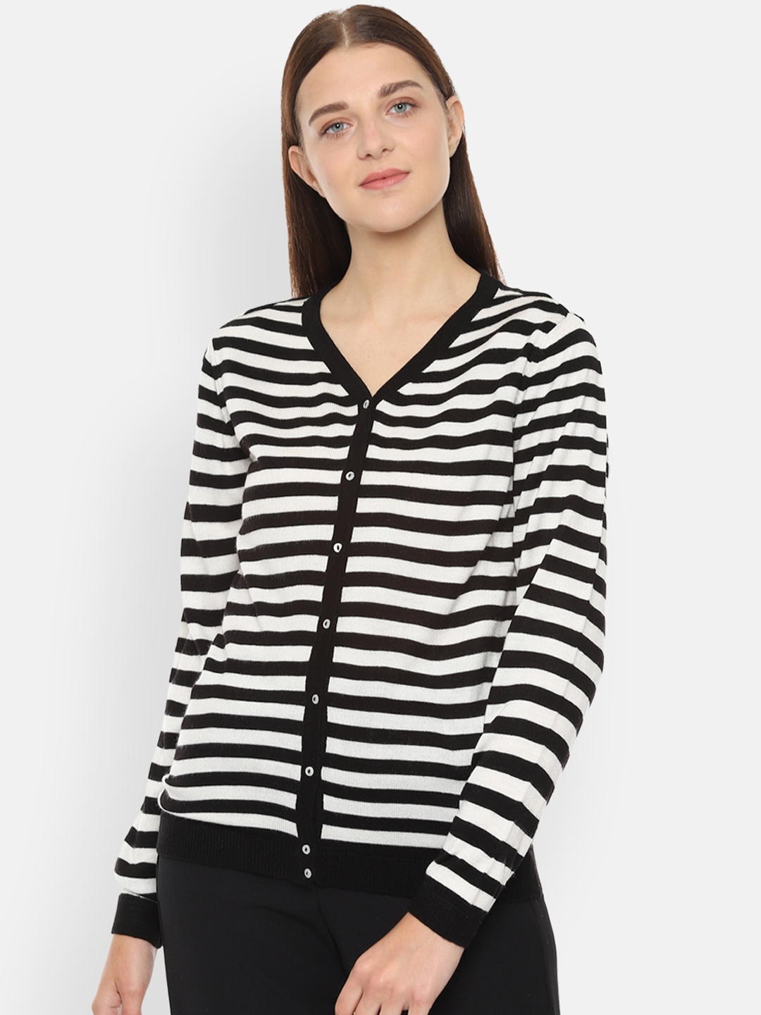 

Van Heusen Woman Black & White Striped Sweater