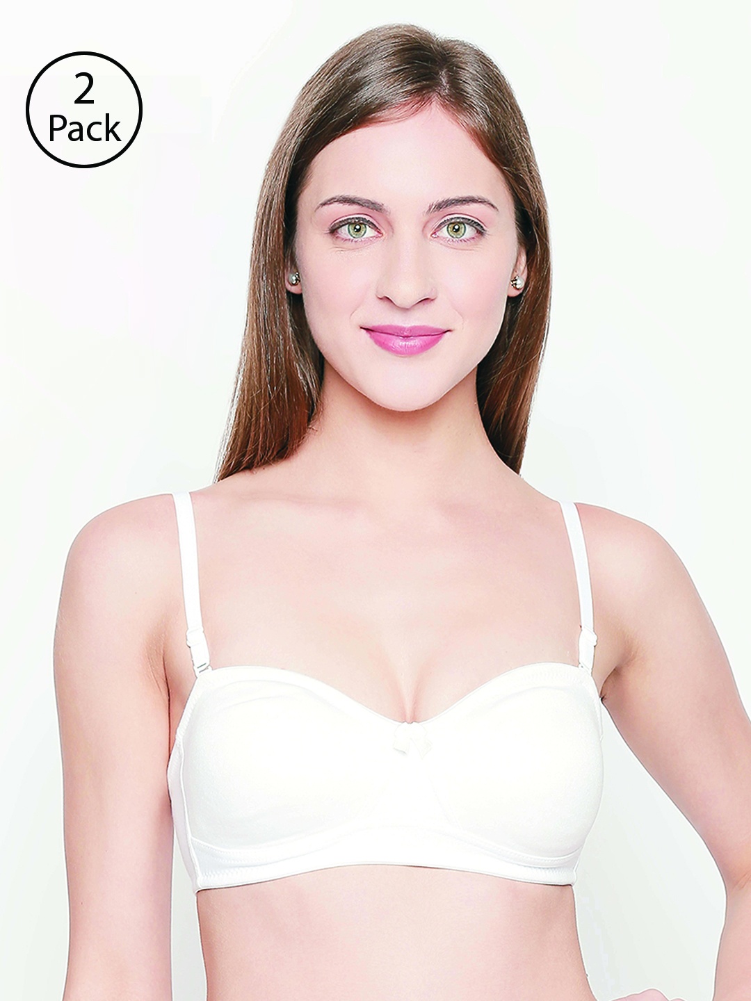

Lady Love Pack of 2 White Solid Non-Wired Non Padded Everyday Bra LLBR8082Combo1