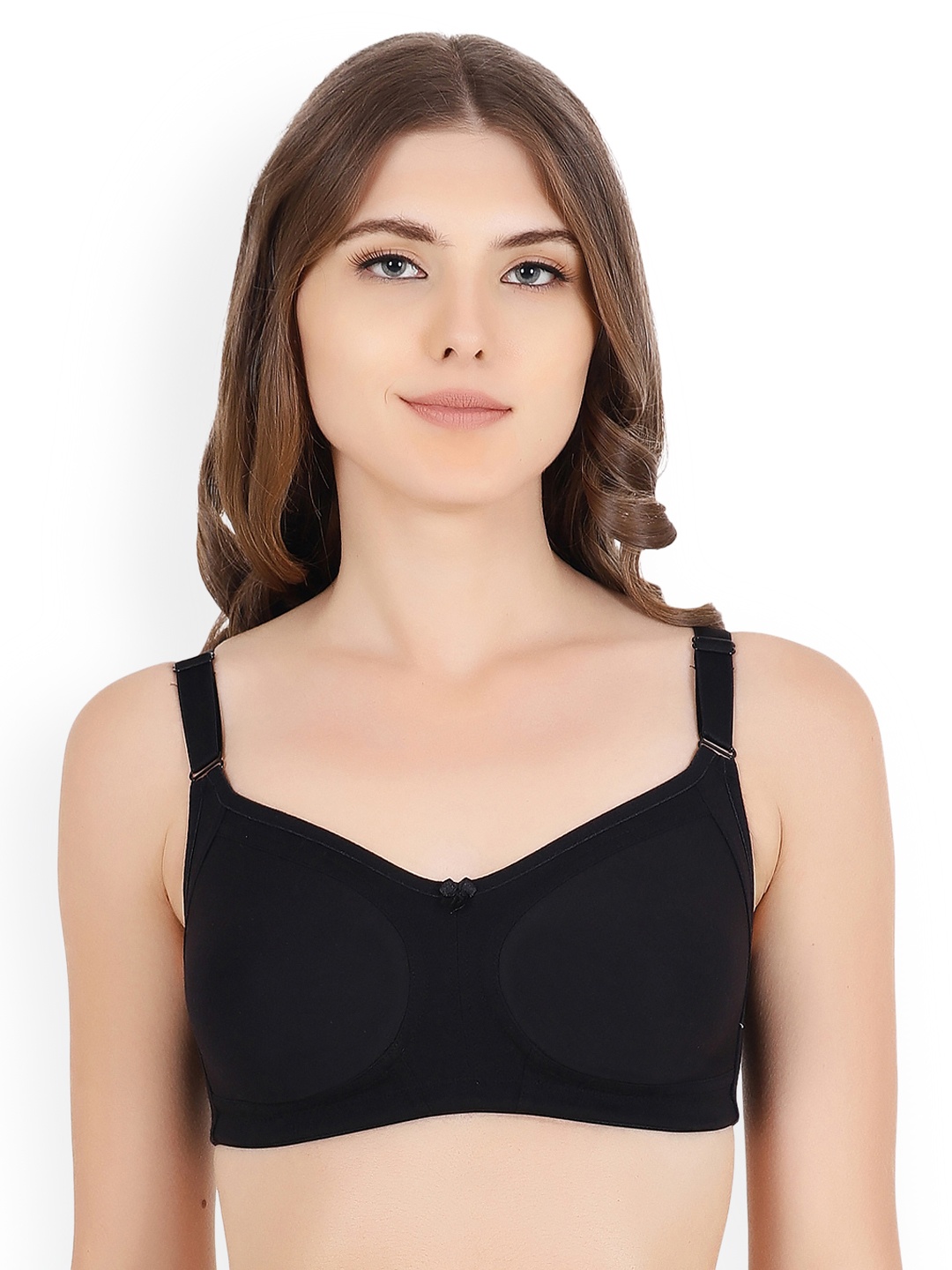 

Floret Pack of 2 Non Padded Non-Wired Cotton Full Coverage Everyday Bra With Moulded Cups, Black
