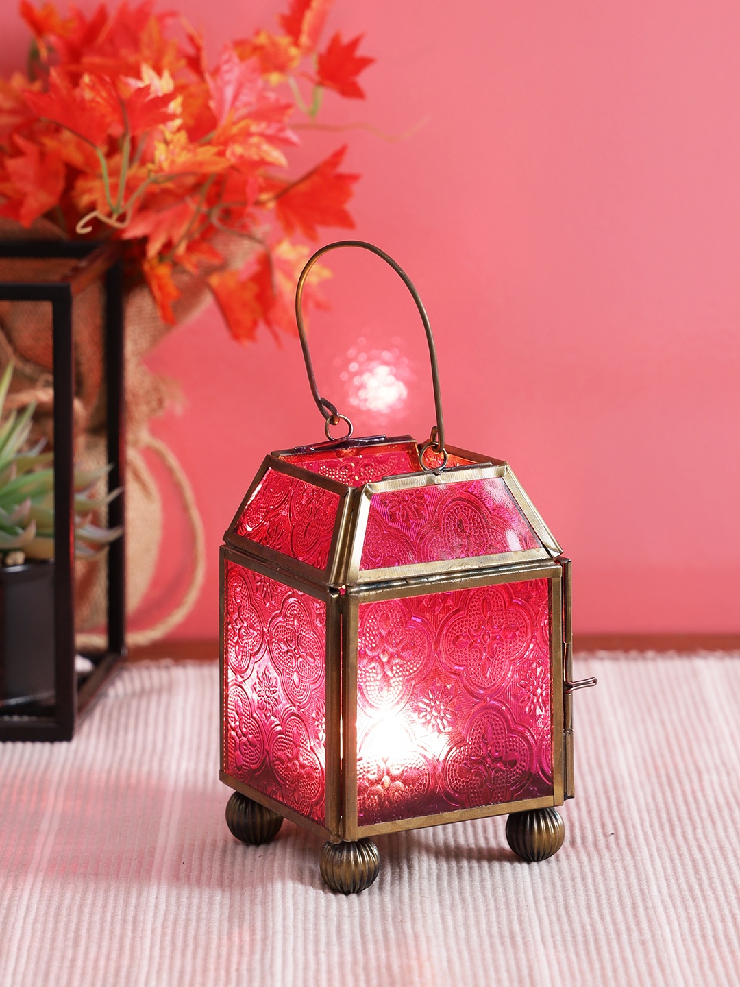 

TAYHAA Pink & Brown Moroccan Table Lantern