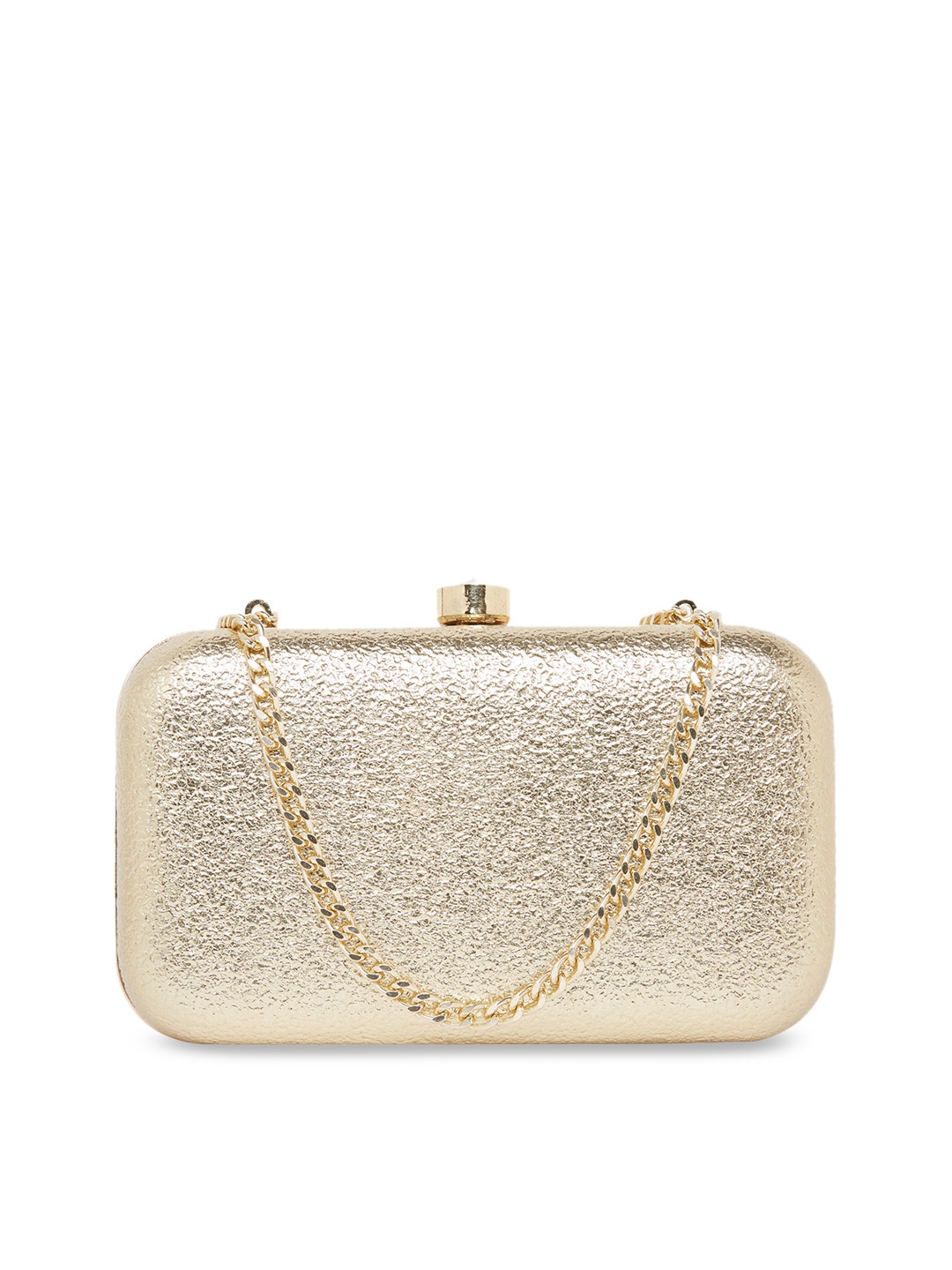 

Vdesi Gold-Toned Textured Embellished Box Clutch