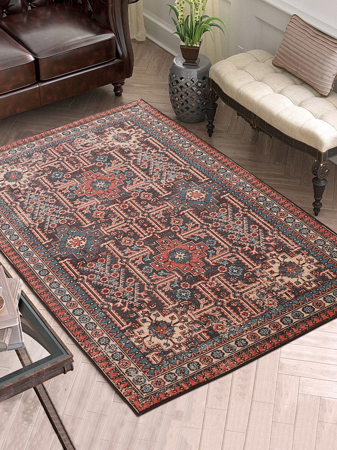 

RUGSMITH Red & Black Printed Anti-Skid Carpet
