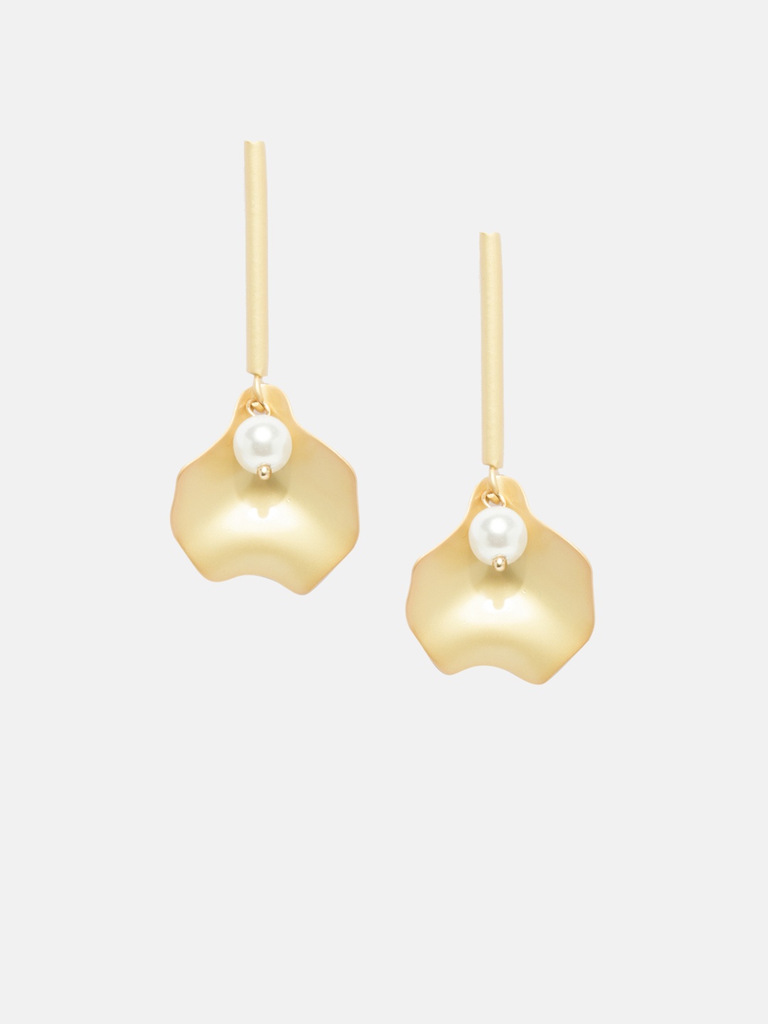 

Mali Fionna Gold-Toned & White Quirky Drop Earrings
