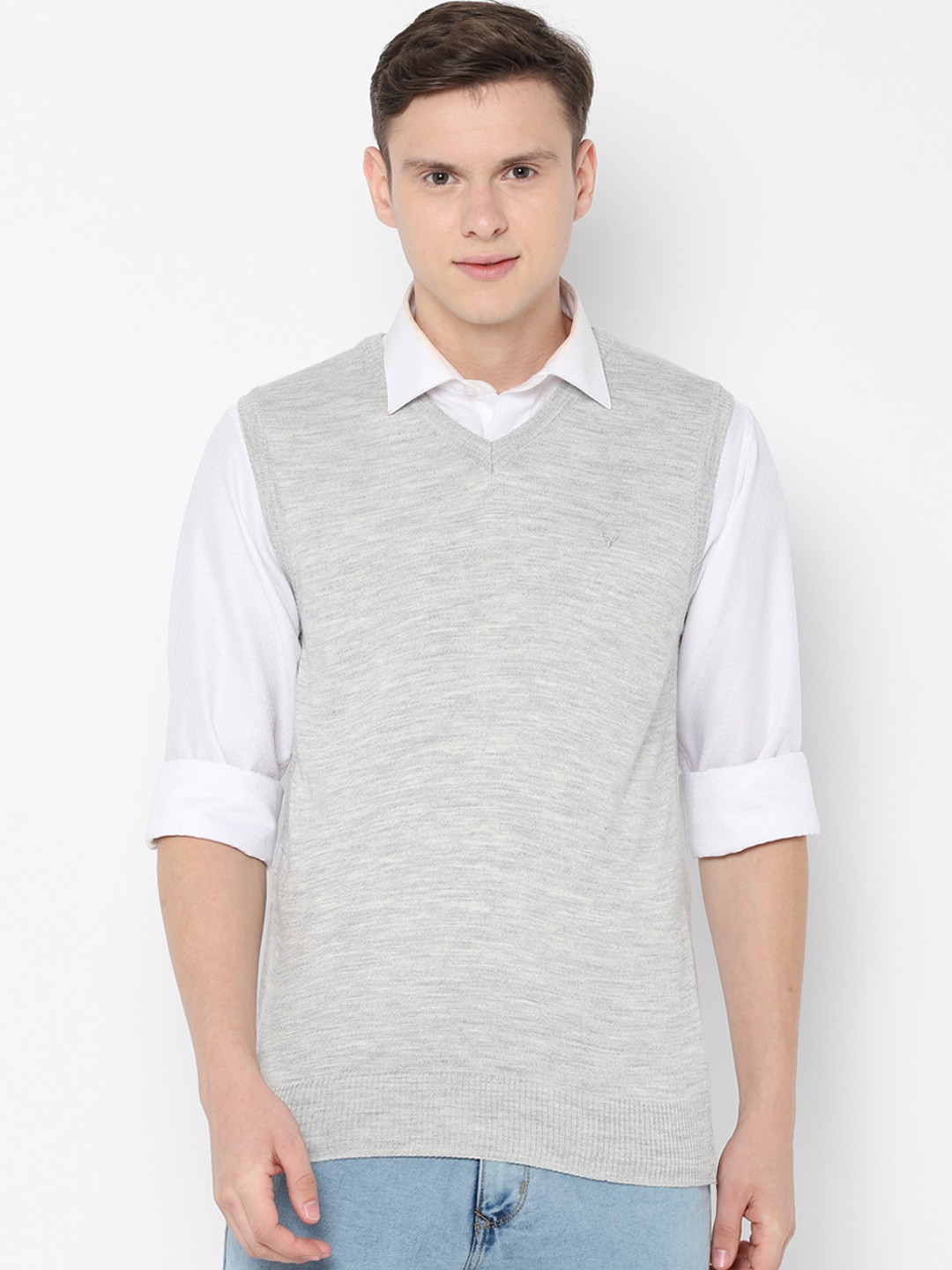 

Allen Solly Men Grey Solid Sweater