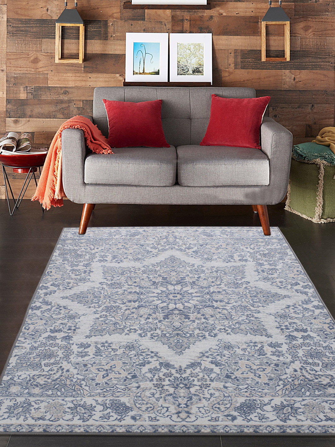 

RUGSMITH Grey Printed Anti-Skid Carpet