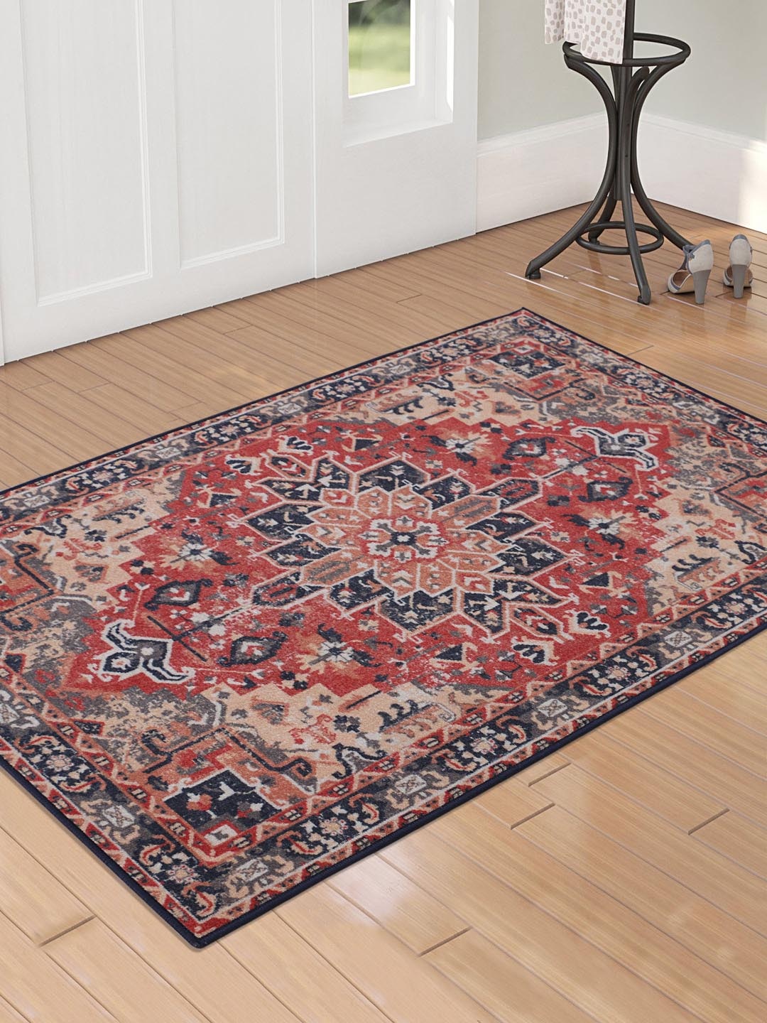 

RUGSMITH Red & Beige Printed Anti-Skid Carpet