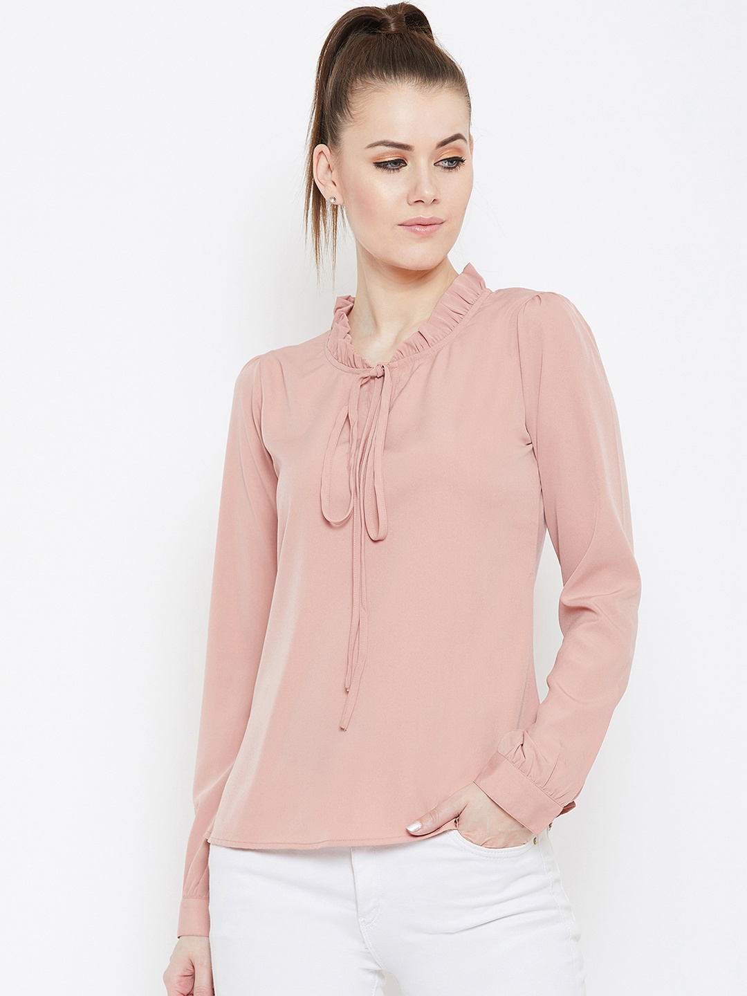 Berrylush Women Peach-Coloured Solid Top