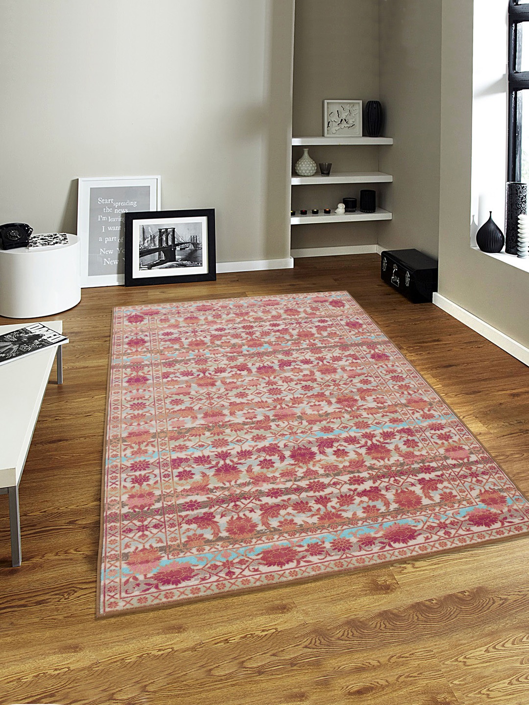 

RUGSMITH Red & Beige Printed Anti-Skid Carpet