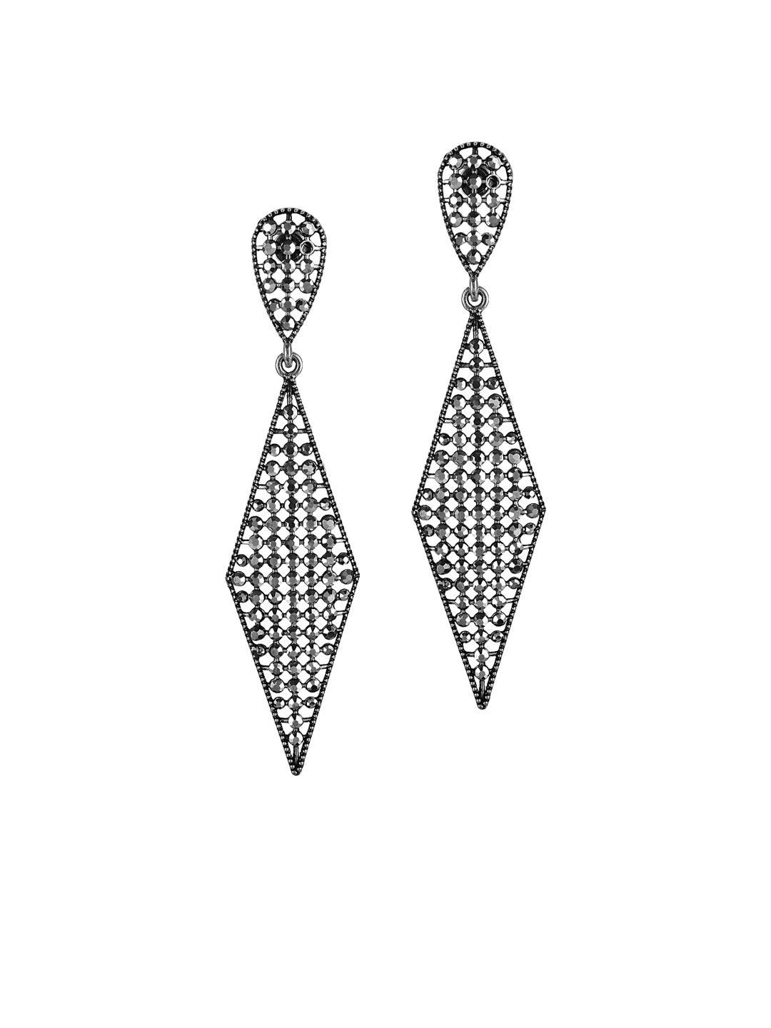 

Mali Fionna Silver-Toned Geometric Drop Earrings