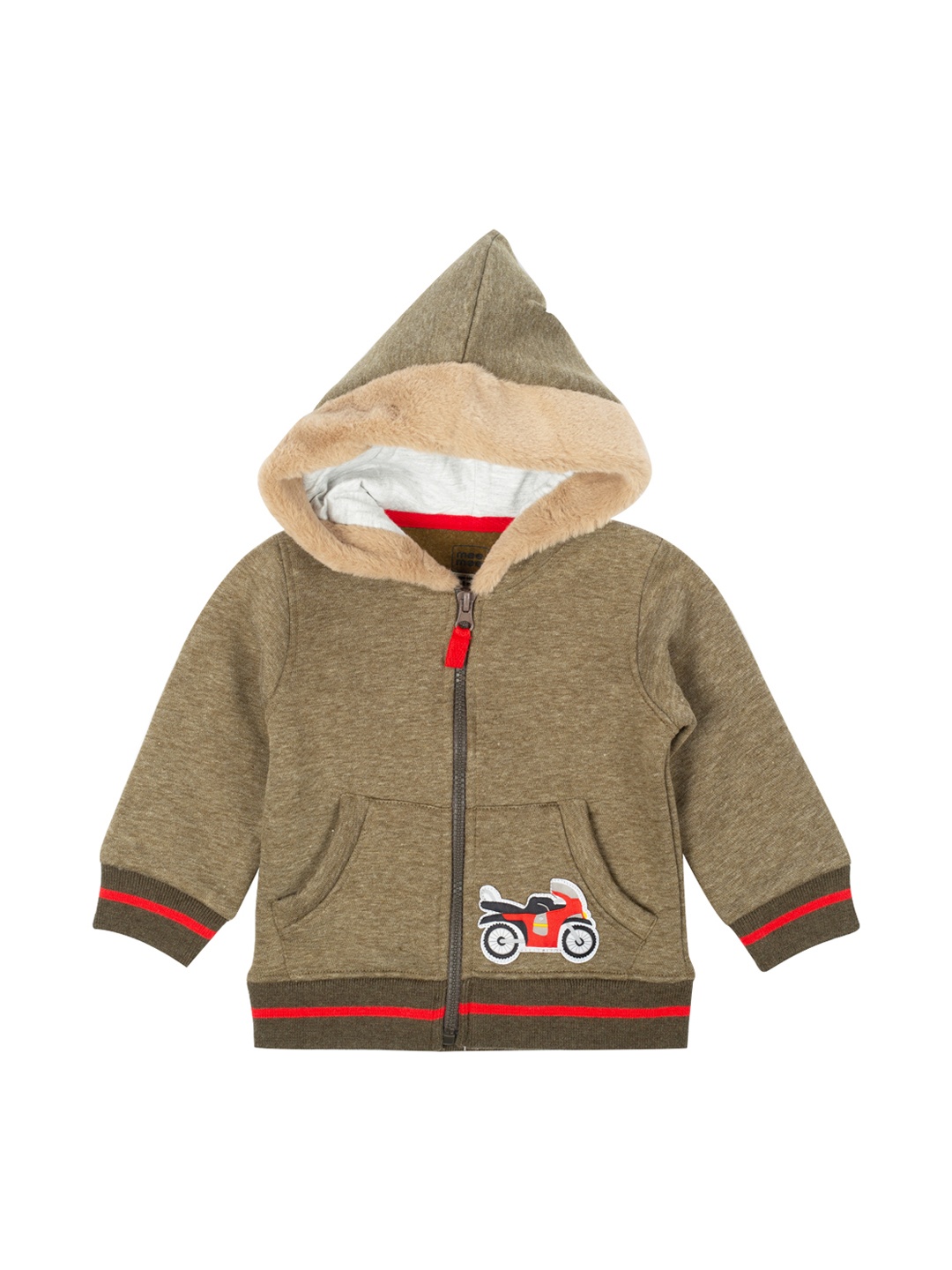 

MeeMee Boys Olive Green Applique Detailed Hooded Sweatshirt