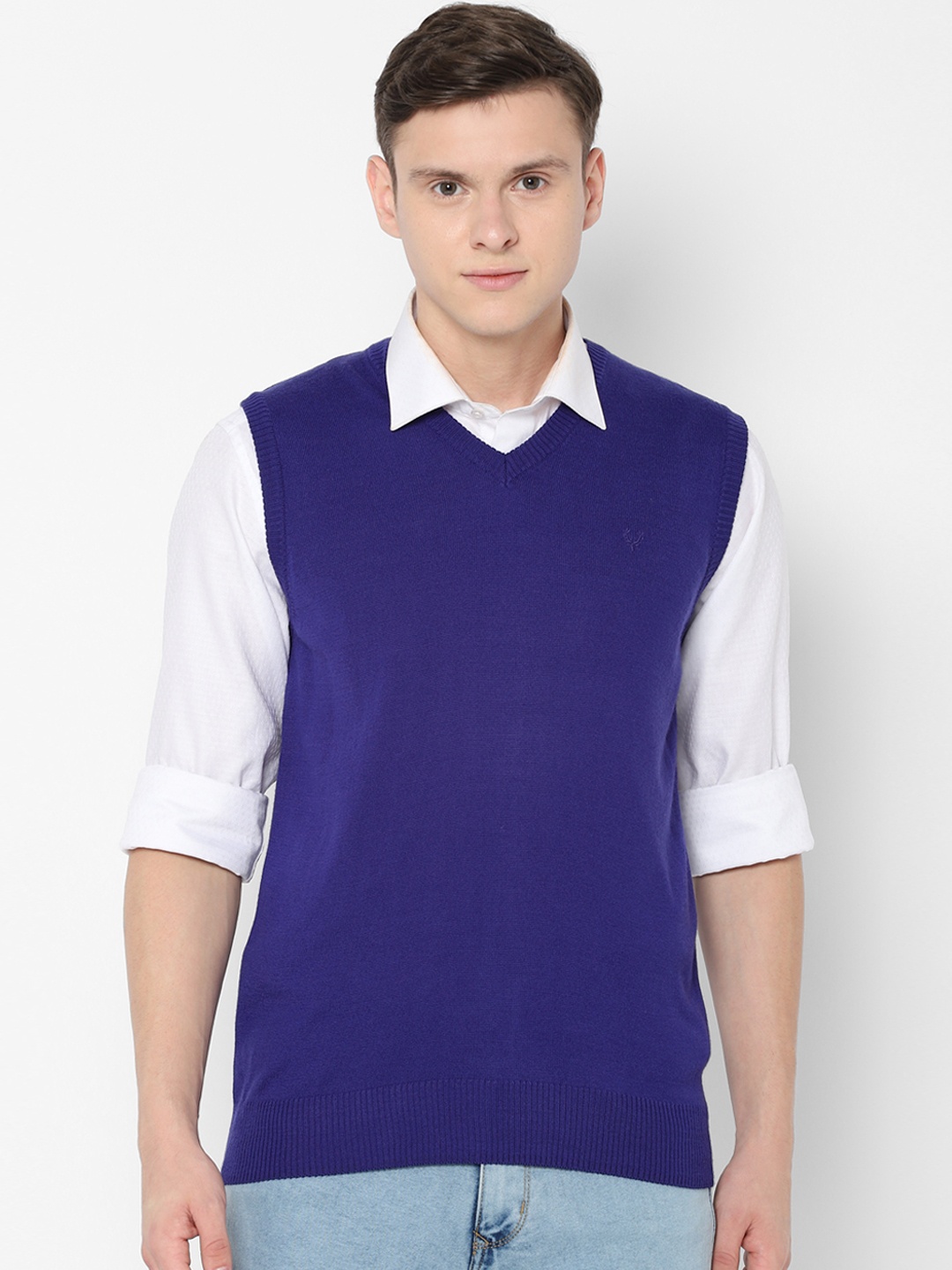 

Allen Solly Men Blue Solid Sweater