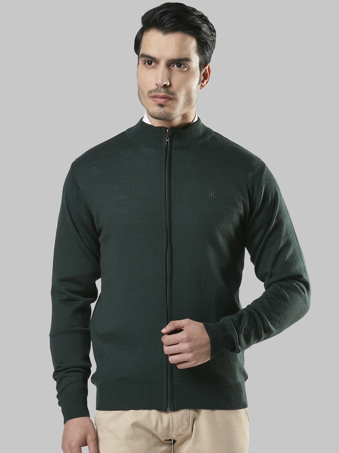 

Raymond Men Green Solid Sweater