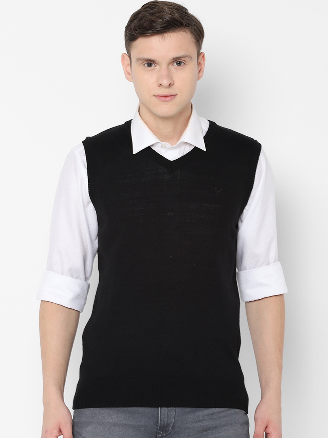 Allen Solly Men Black Solid Sweater