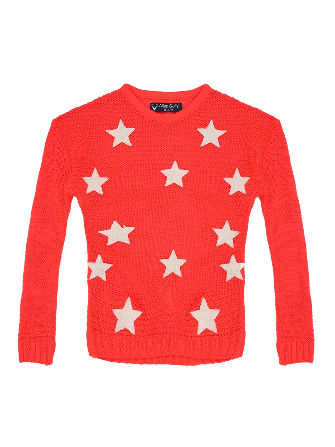 

Allen Solly Junior Girls Coral Red & Off-White Printed Sweater