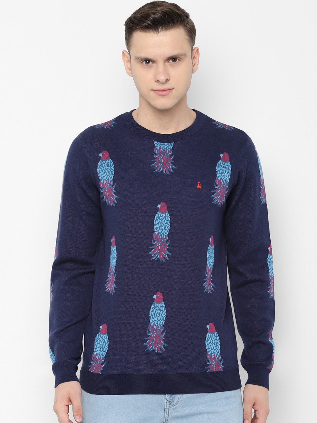 

SIMON CARTER LONDON Men Navy Blue Self Design Sweater