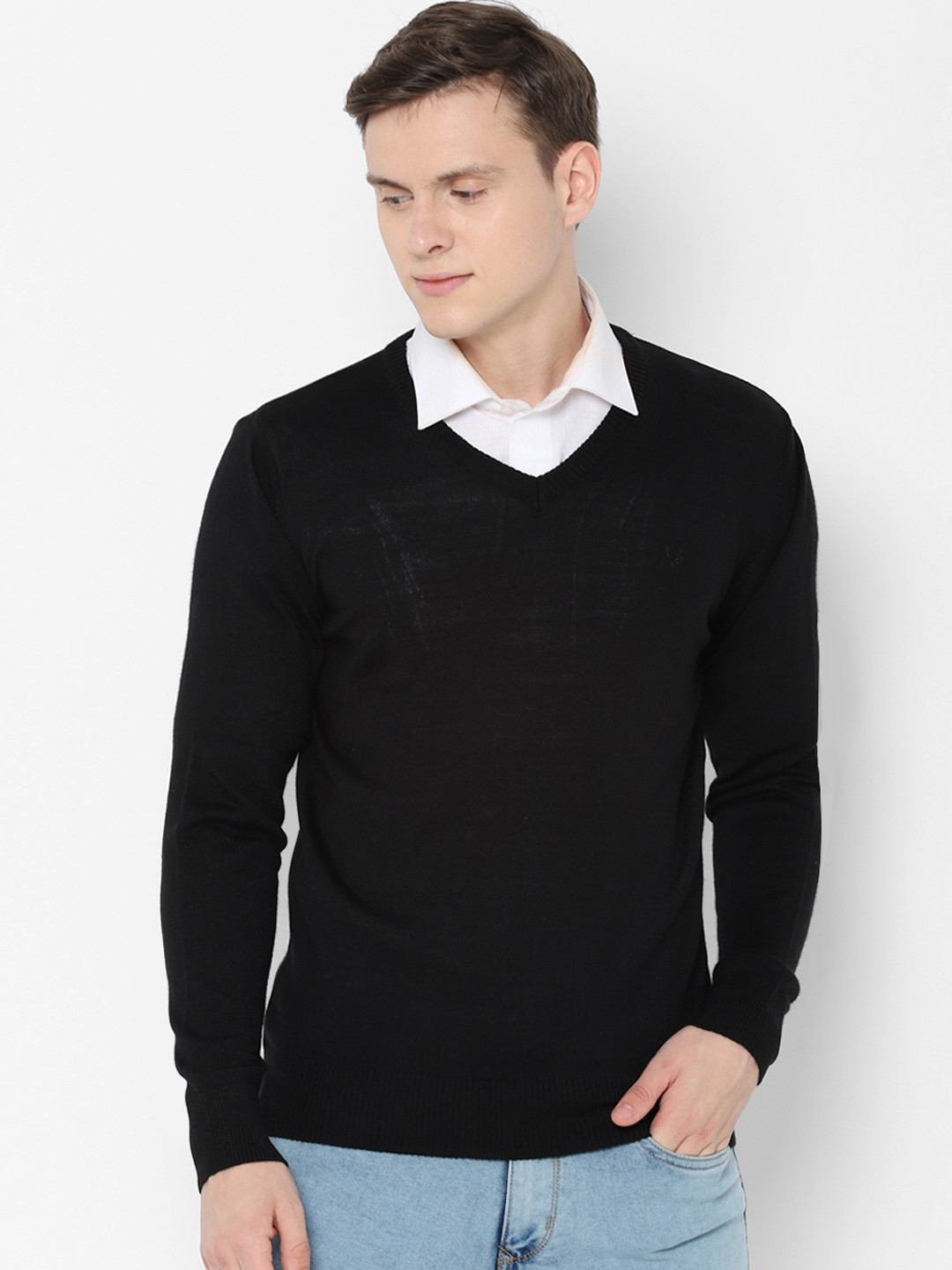 

Allen Solly Men Black Solid Sweater
