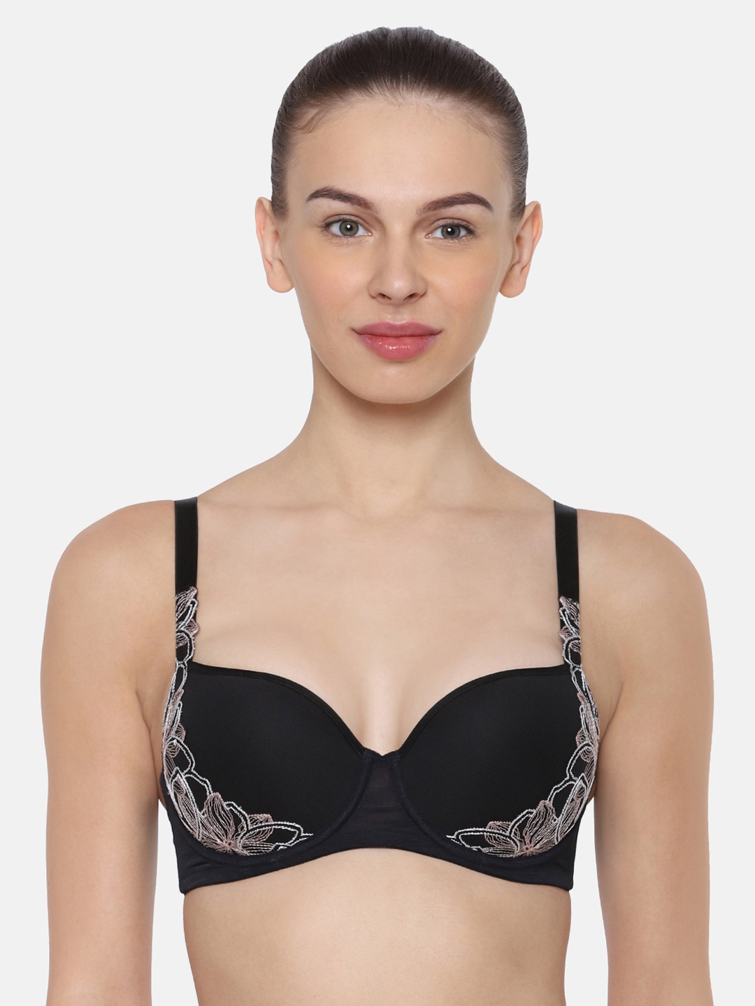 Triumph Beauty-Full 165 Aqua Lily Spacer Padded Wired Full Cup Bra, Black
