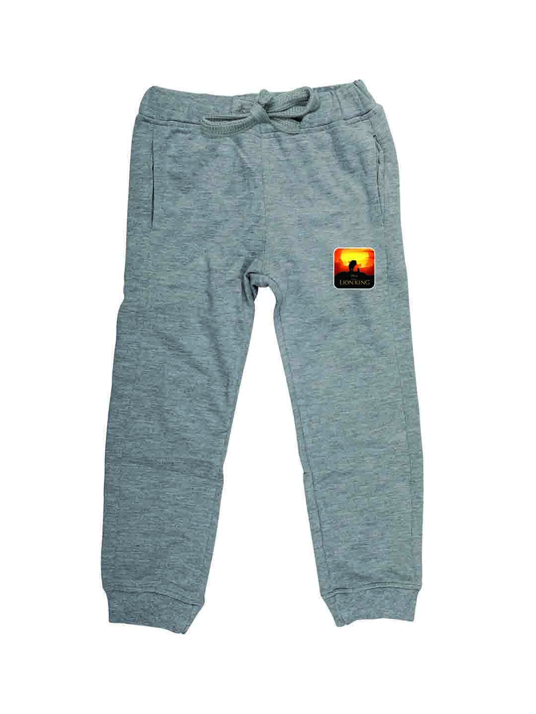 Disney by Wear Your Mind Kids Grey Melange Solid Pure Cotton Joggers
