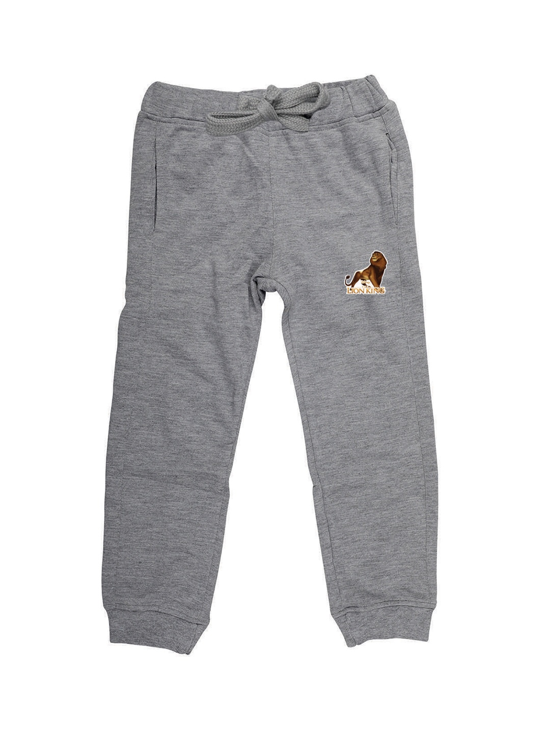 

Disney by Wear Your Mind Kids Grey Melange Solid Pure Cotton Joggers