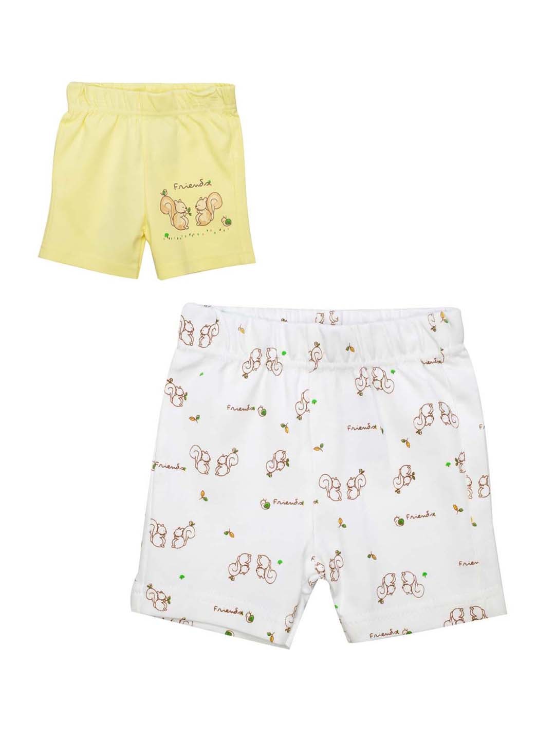 

MeeMee Unisex Set Of 2 Yellow Printed Regular Fit Regular Shorts