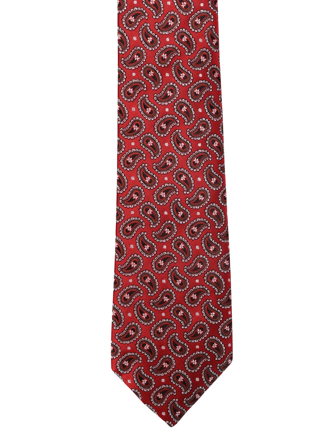 

Calvadoss Men Red & Black Woven Design Broad Tie