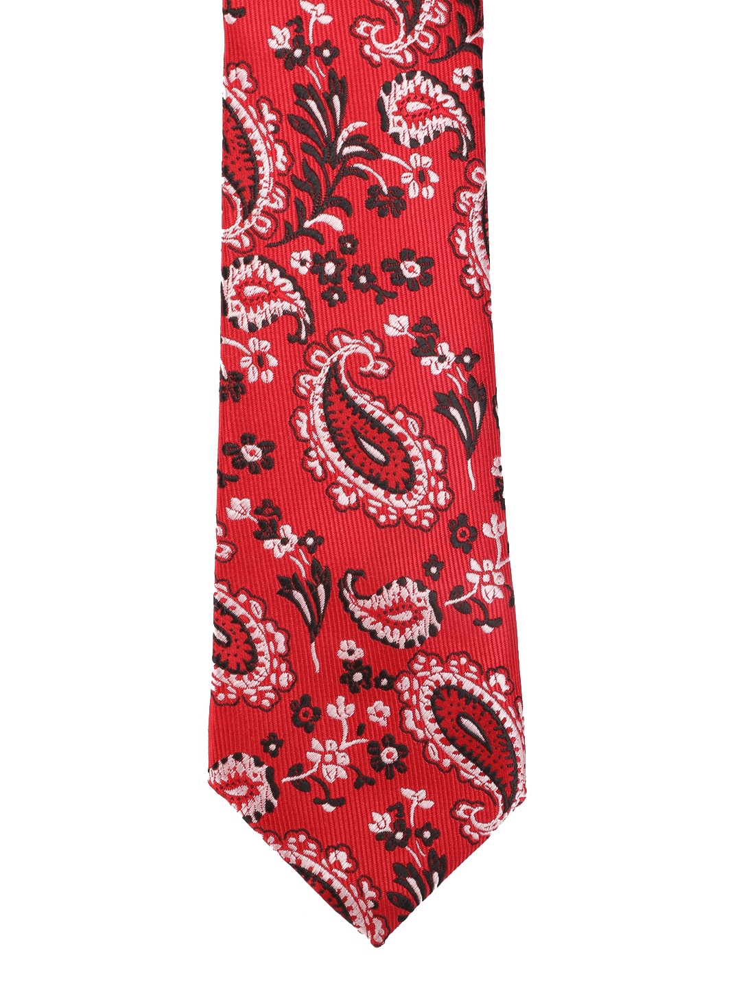

Calvadoss Men Red & Black Woven Design Broad Tie