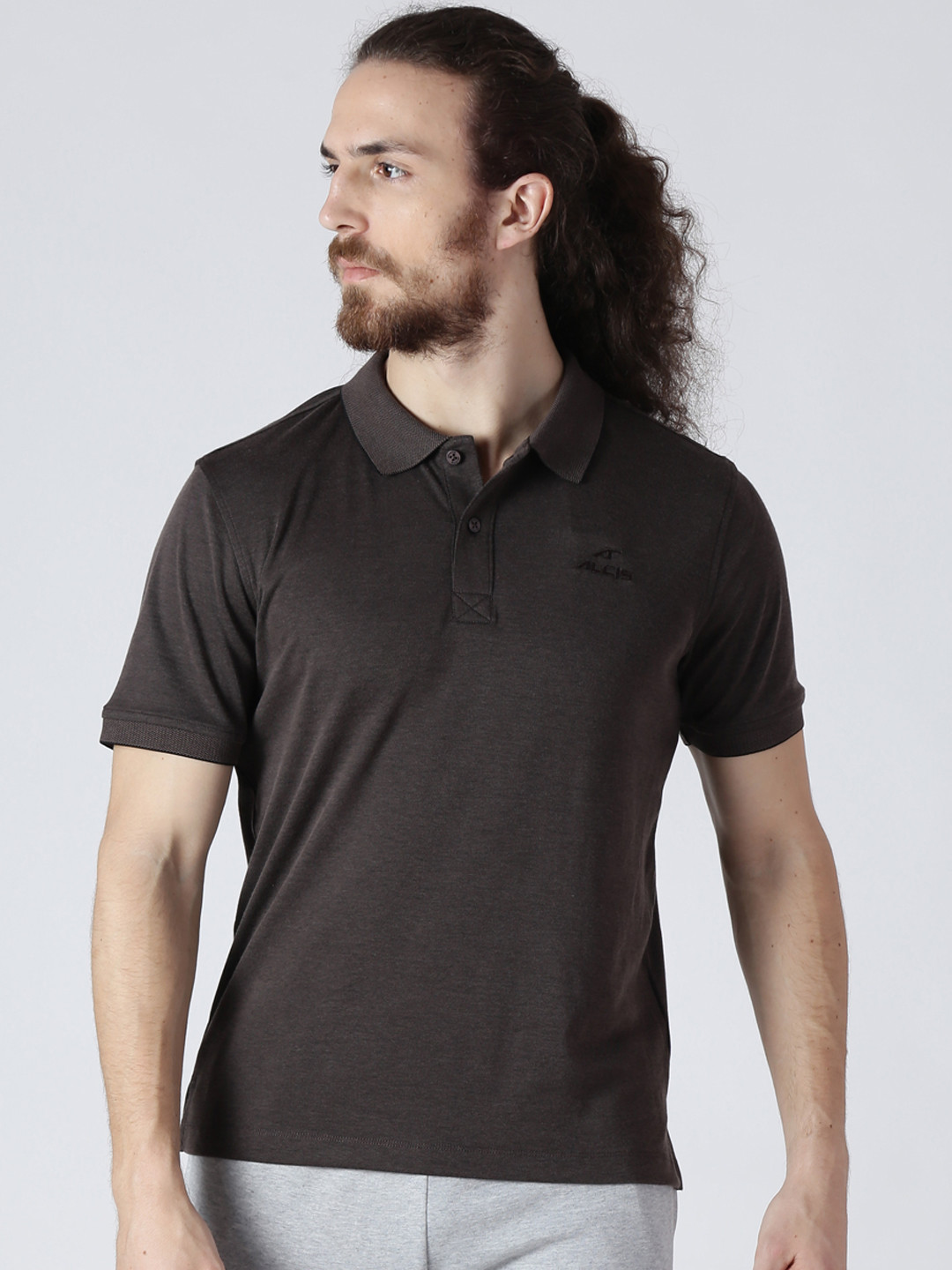 

Alcis Men Brown Solid Polo Collar T-shirt