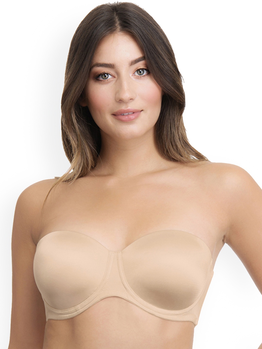 Ultimo Solid Padded Wired Strapless Bra - E0006, Beige