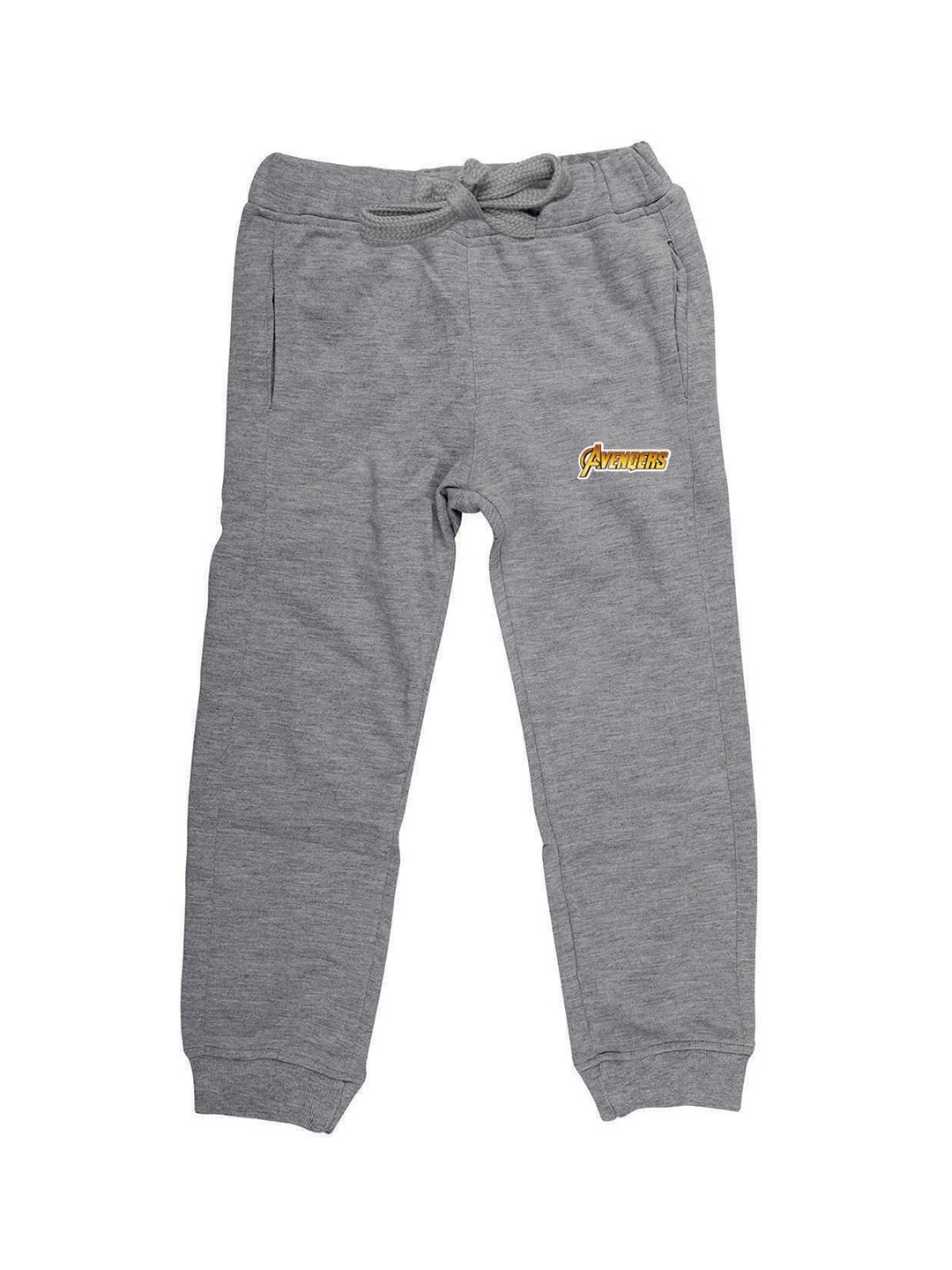 

Marvel by Wear Your Mind Kids Grey Melange Solid Pure Cotton Joggers