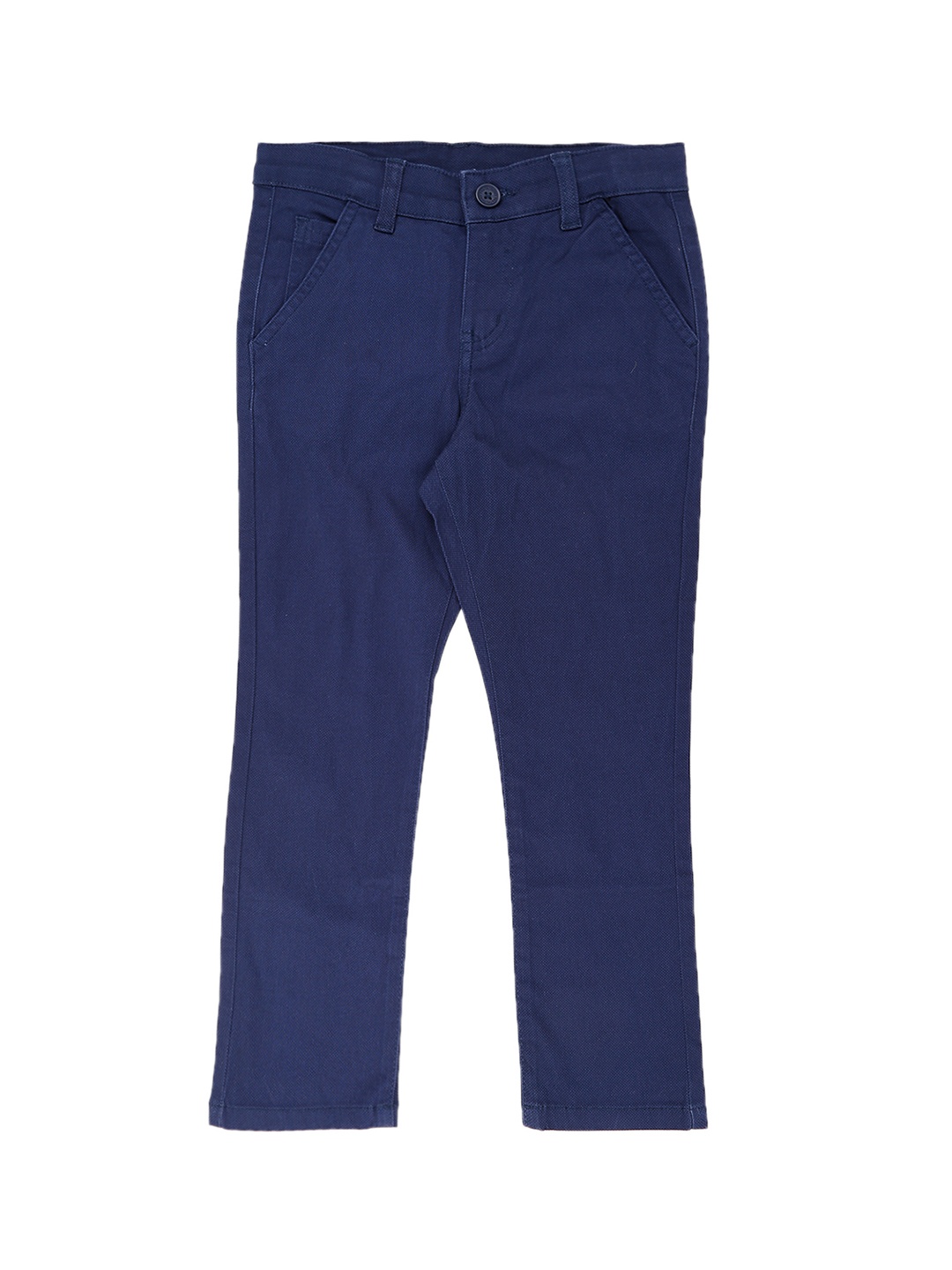 

Pantaloons Junior Boys Blue Regular Fit Solid Regular Trousers