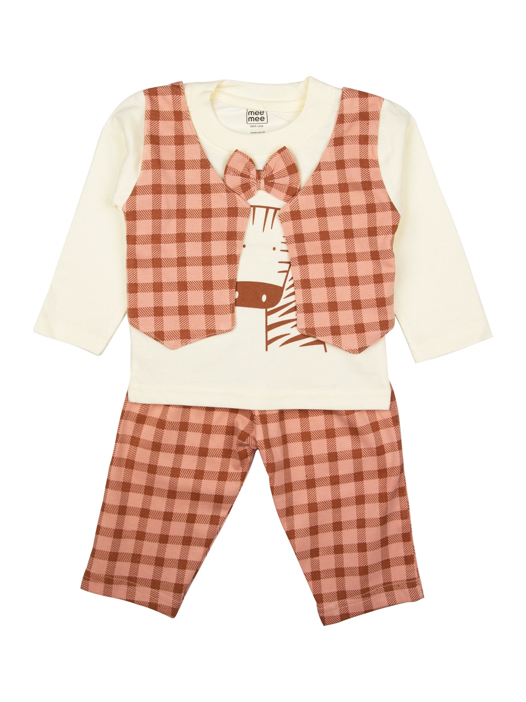 

MeeMee Boys Brown & Beige Printed T-shirt with Pyjamas