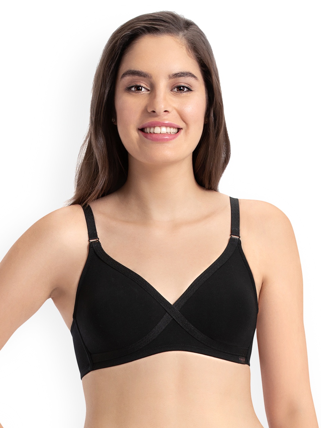 

every de by amante Solid Non Padded Wirefree Super Support Bra - EB014, Black