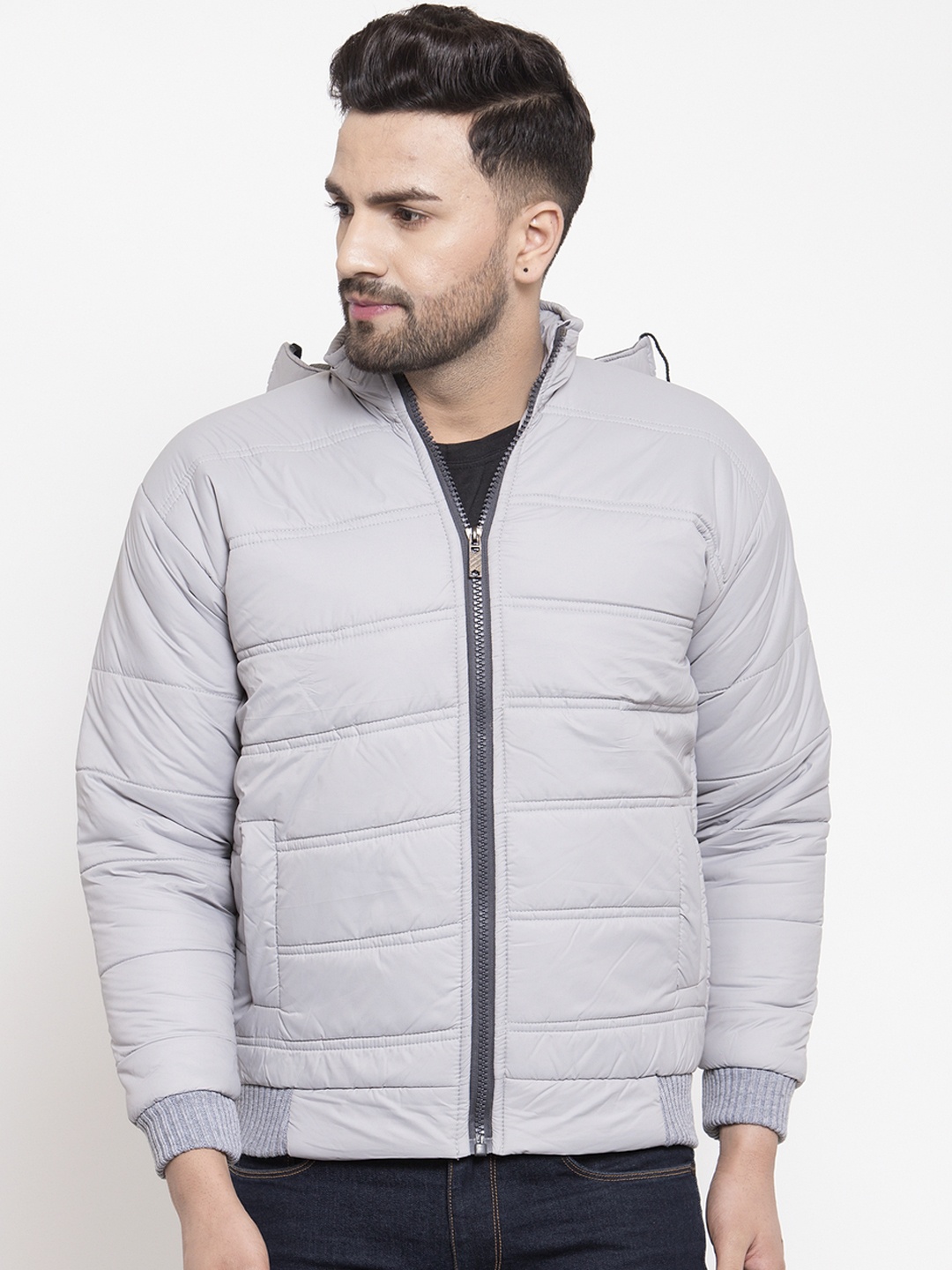 

VOXATI Men Grey Solid Puffer Jacket