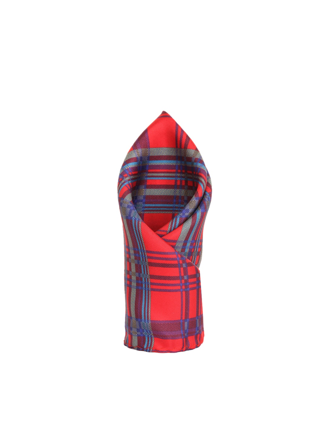 

Alvaro Castagnino Red & Blue Checked Silk Pocket Square