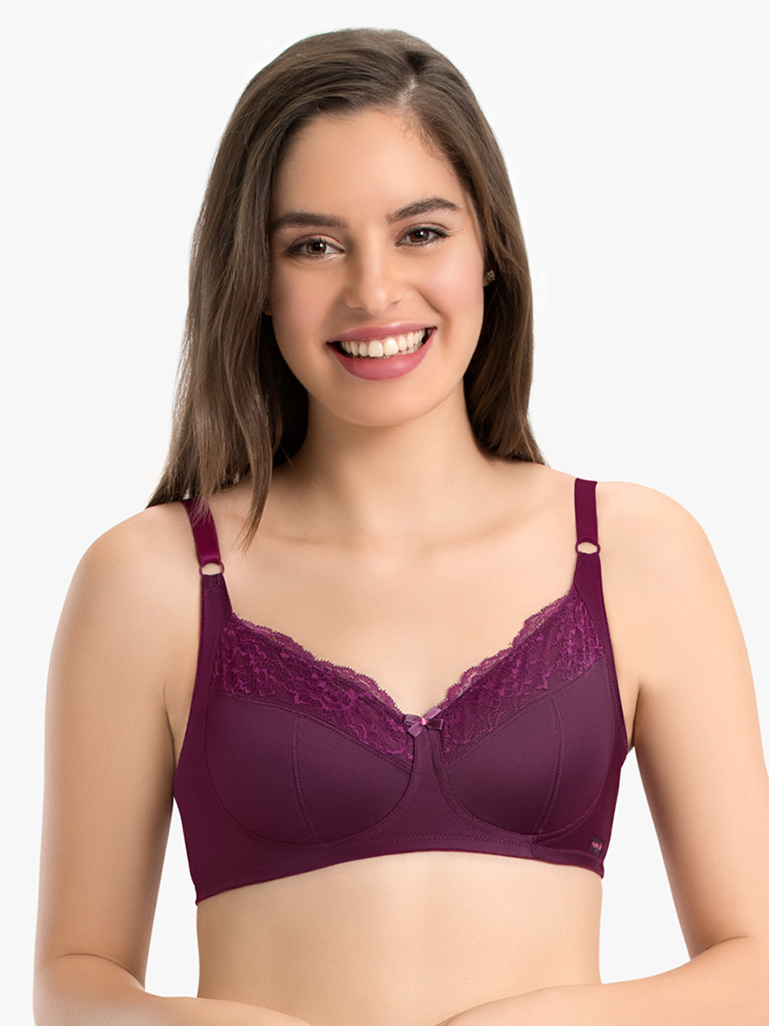 

every de by amante Non Padded Wirefree Lace Contour Super Support Bra - EB006, Purple